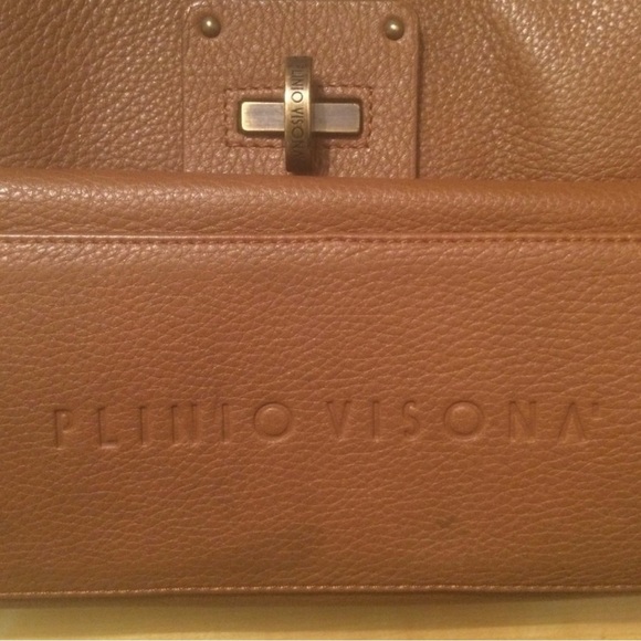 PLINIO VISONA Leather Shoulder Bag, Cognac - Picture 7 of 9